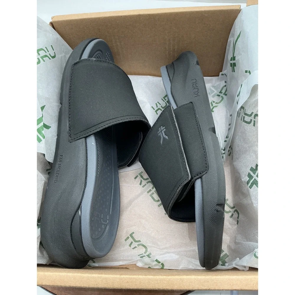 KURU KURUCLOUD Mens Slide Sandals Black Charcoal Orthopedic Comfort‎ Size 10